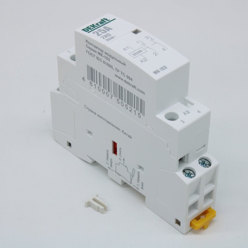 модульный контактор dekraft 2но 25а 230в