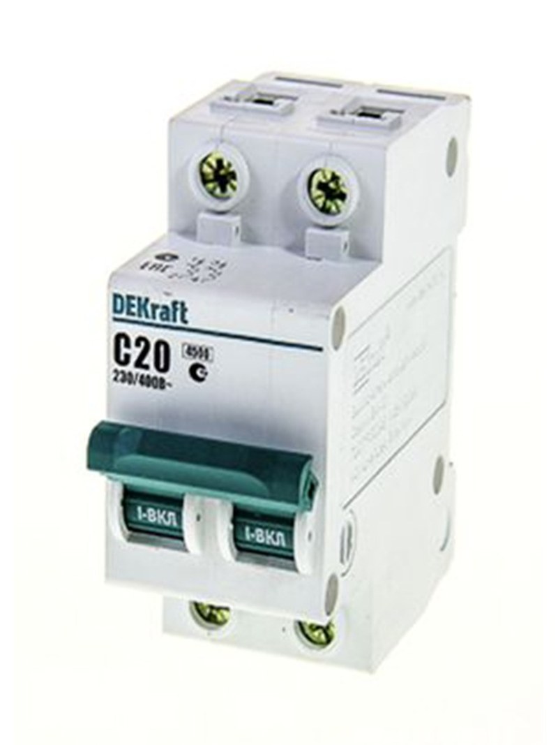 автоматический выключатель dekraft 2р b20а