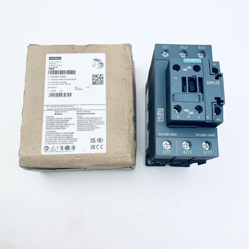 Контактор Siemens 3RT2036-1AK60: 380В, 22кВт, 110В