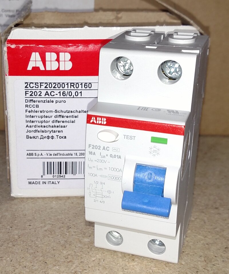 Комплексная защита с автоматическим выключателем ABB F202 AC 16/0.01