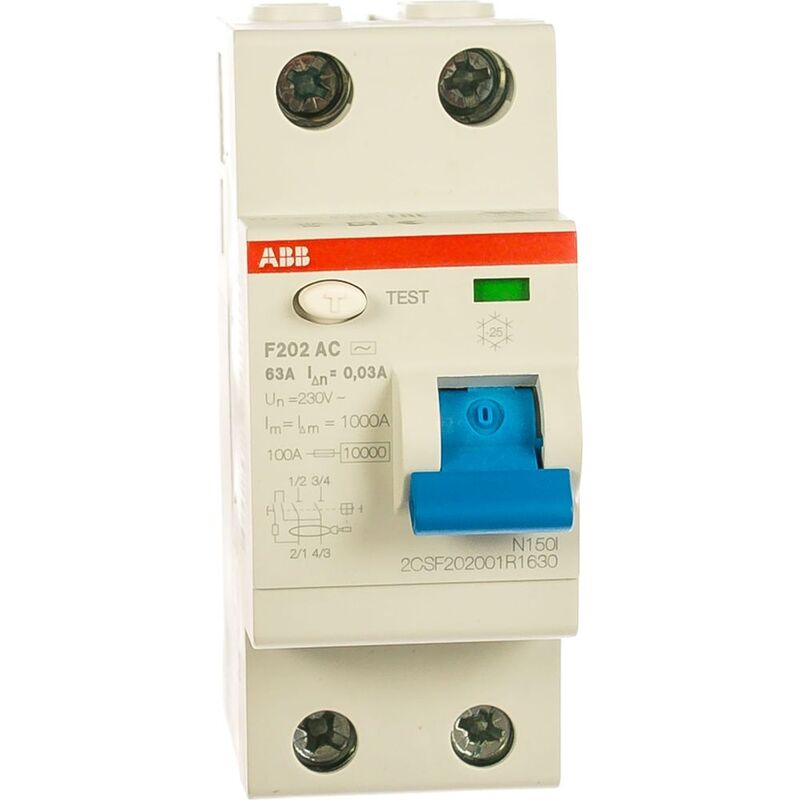 ABB F202 2CSF202001R1630: Надежная защита с выключателем дифференциального тока 63A 30mA
