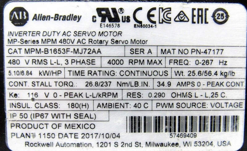 серводвигатель allen-bradley mpm-b1653f-mj72aa