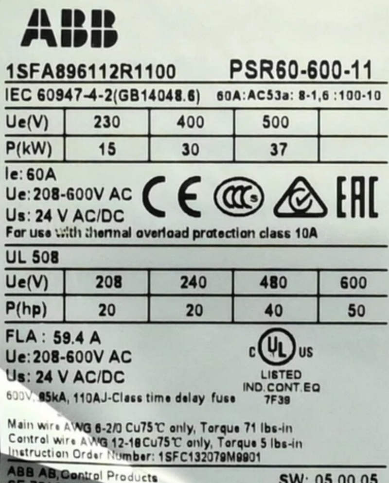 устройство плавного пуска abb psr60-600-11