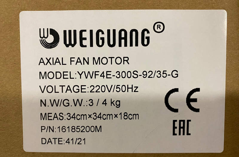 weiguang ywf 4 e - 300 s 92 - 35 g однофазный 220 в, обдув на решетку