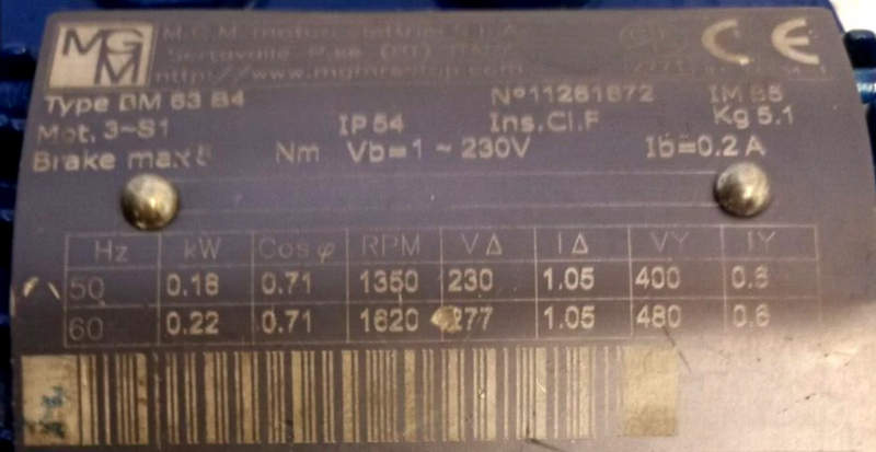 электродвигатель с тормозом mgm bm63b4 0,18 квт, 1350 об.мин электродвигатель с тормозом mgm bm63b4 0,18 квт, 1350 об.мин