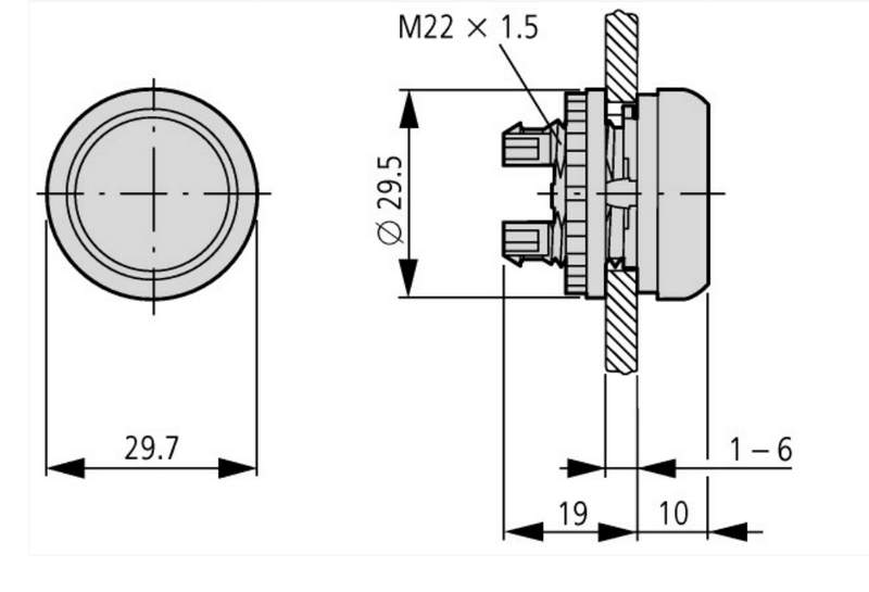 m216590 m22-d-s головка кнопки без фиксации, цвет черный mc05004-10