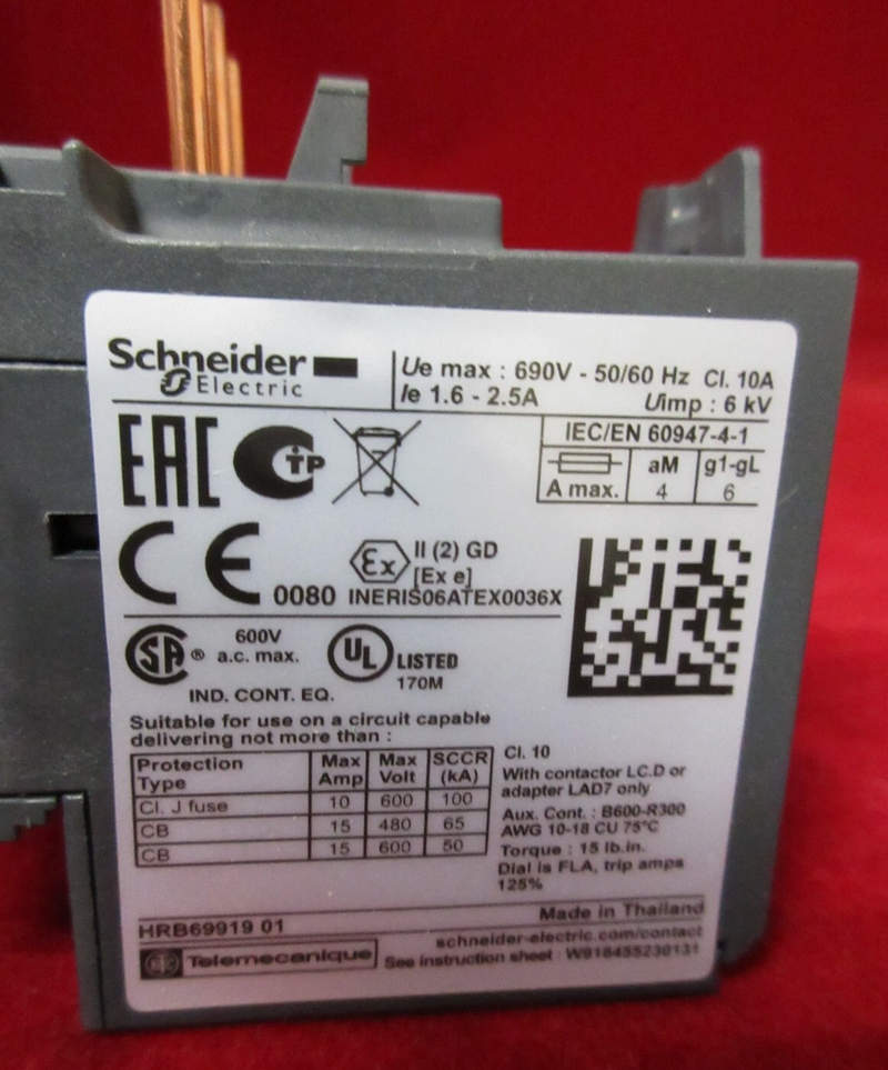 тепловое реле schneider electric lr3d07