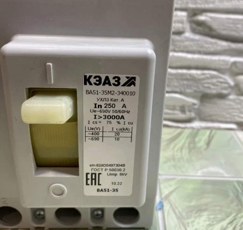 выключатель автоматический кэаз ва51-35м2-340010 ухл3 690в ac кэаз 108360