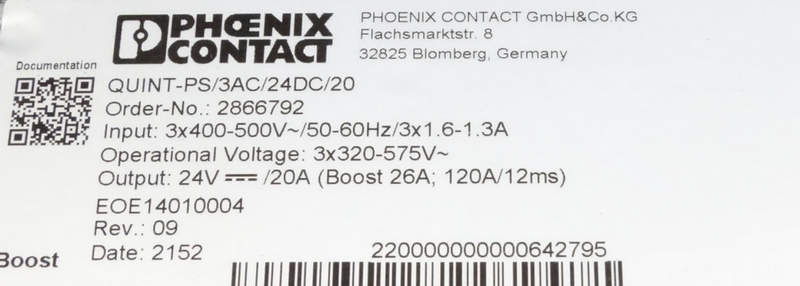 источник питания phoenix contact quint-ps 3ac 24dc 20