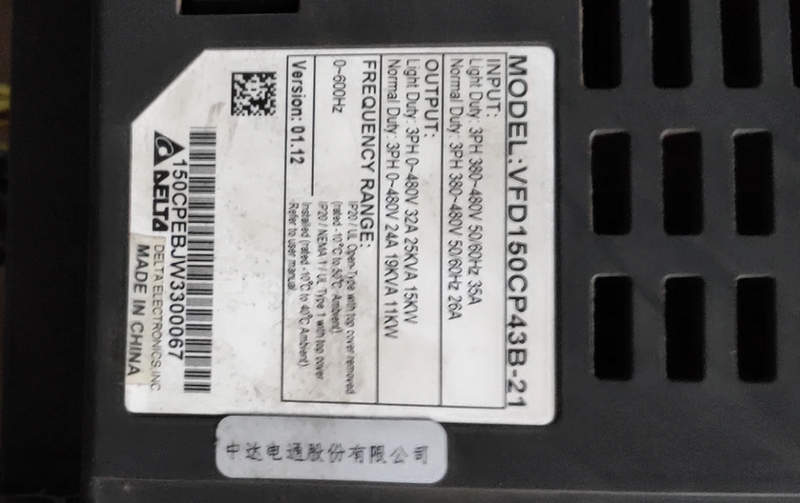 delta electronics vfd 150cp43b 21