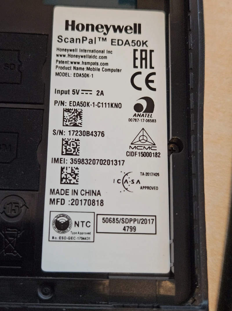 тсд honeywell eda50k