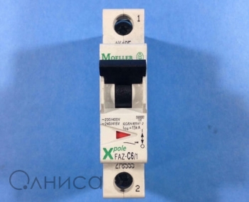 FAZ-C6/1 CIRCUIT BREAKER C-CURVE 1 POLE 277VAC Moeller